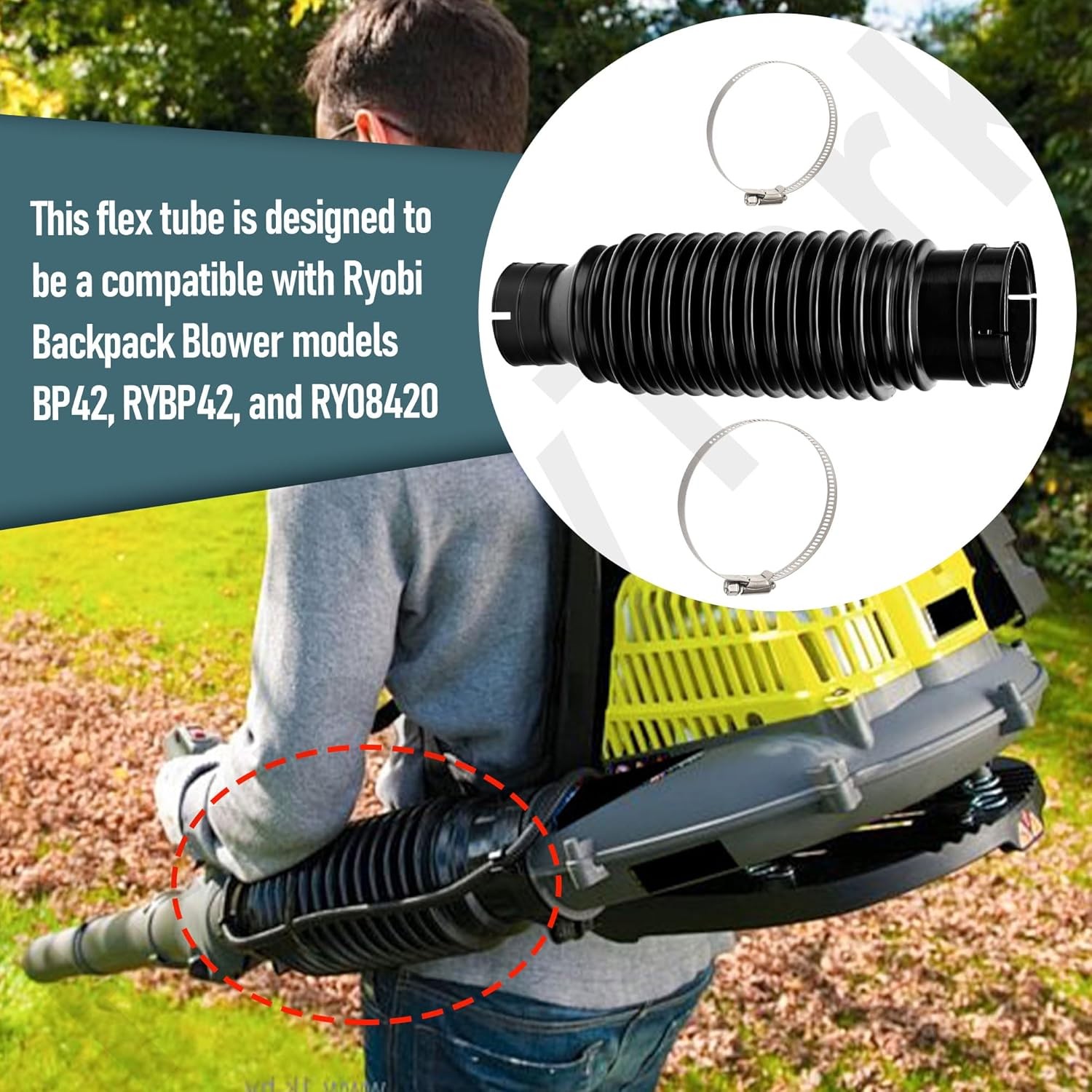 580693004 LEAF BLOWER FLEX TUBE FOR RYOBI BP42 RYBP42 RY08420 W