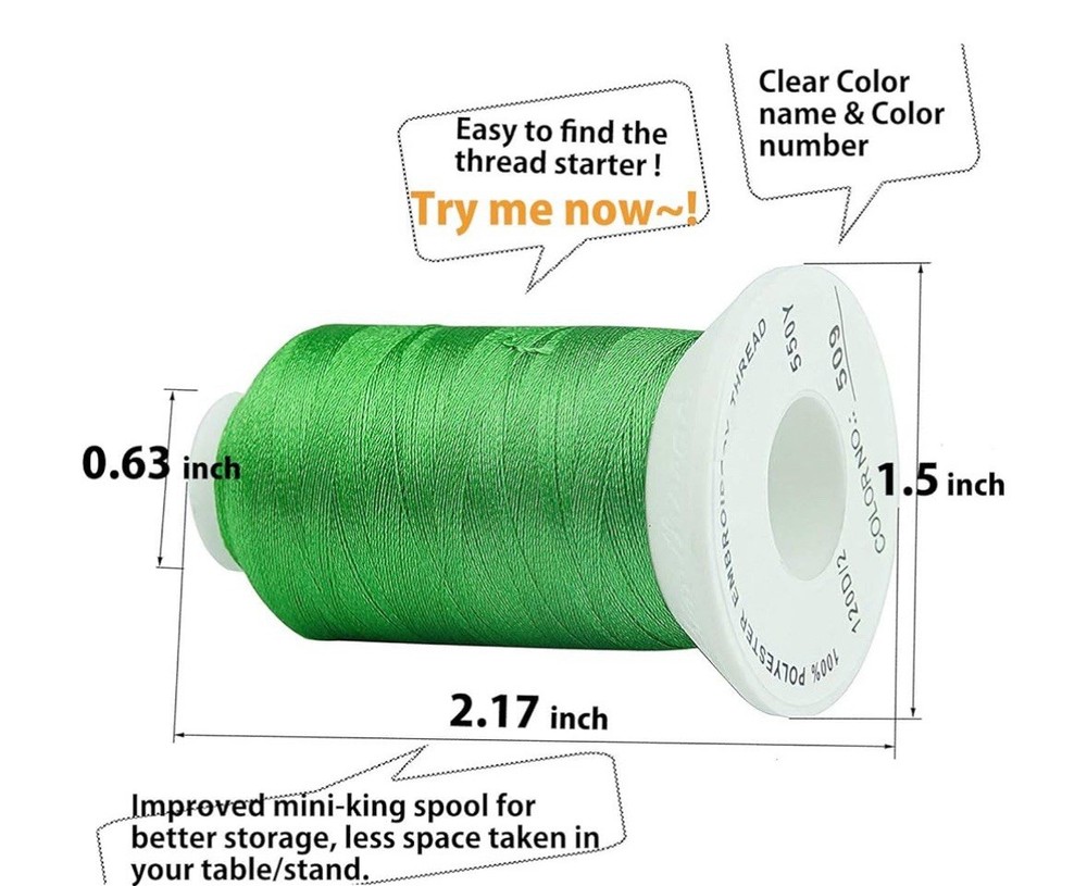 Simthread 40 Colors 40 Weight Polyester Embroidery Machine Thread Kit 55 Yards