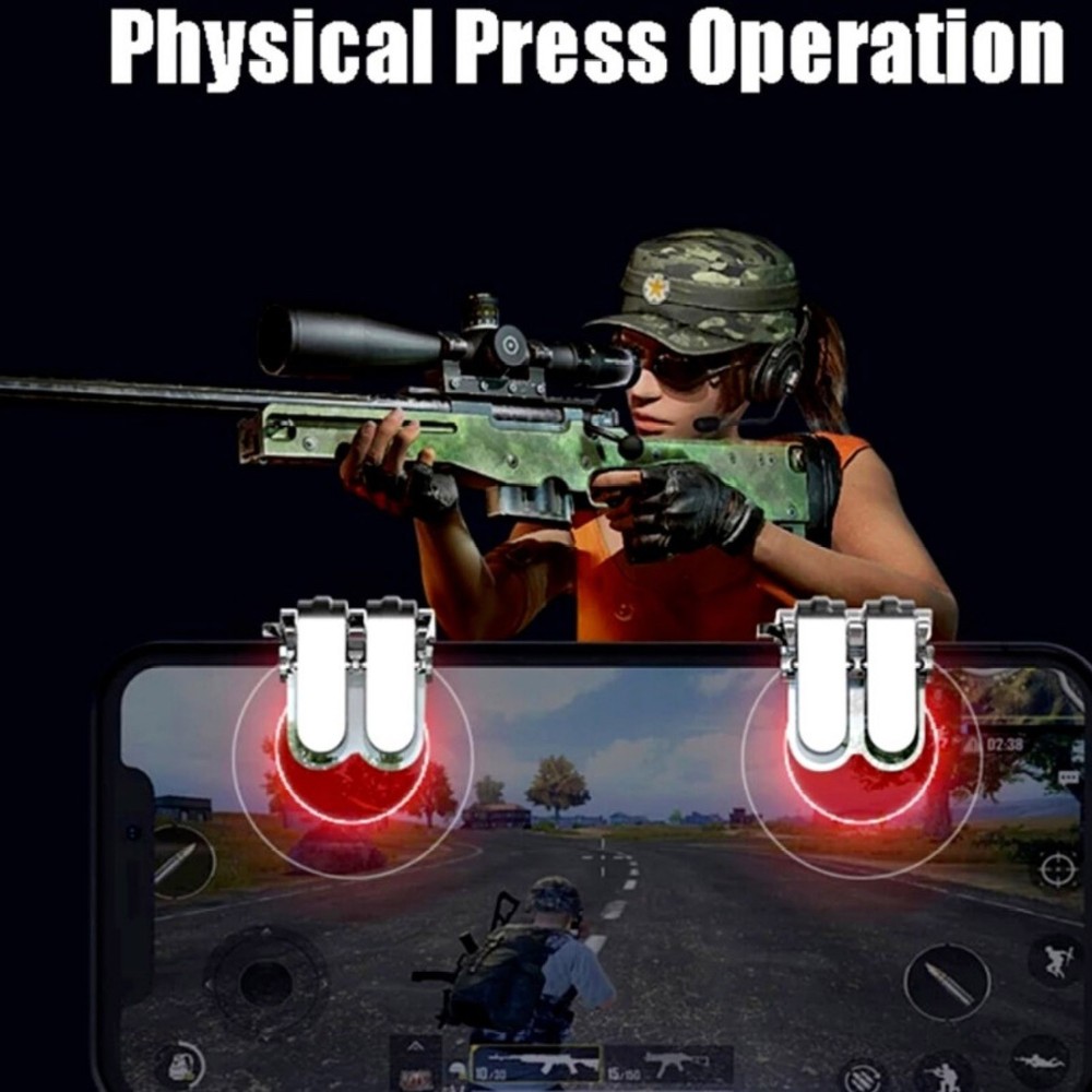 2PCS W6 Gaming Trigger Phone Game PUBG Mobile Controller Gamepad For Android IOS