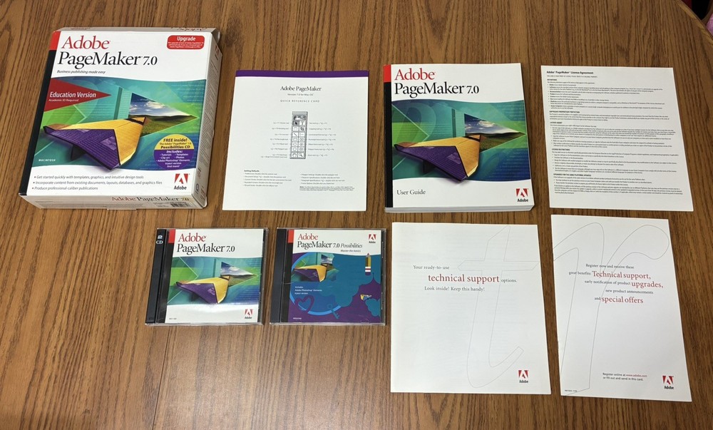 Adobe PageMaker 7.0 Education Version for Macintosh MAC 2 Disc Set with Serial #