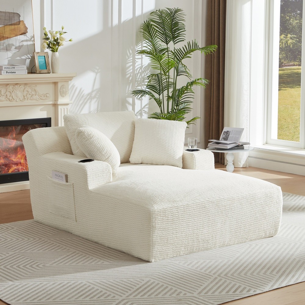 Oversized Sleeper Sofa Chaise Lounge with Floor Armrests No Assembly Required