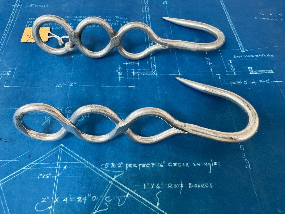 2 VINTAGE FRENCH MEAT HOOK HOOKS