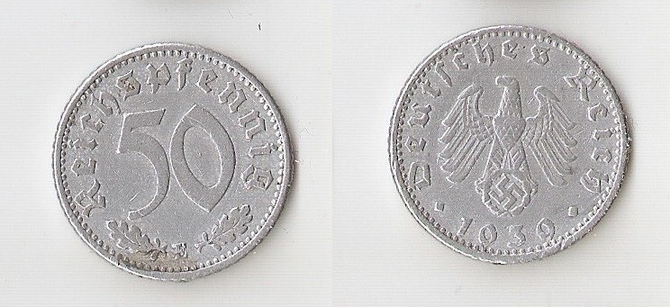 GERMANY 50 pfennig 1939 E