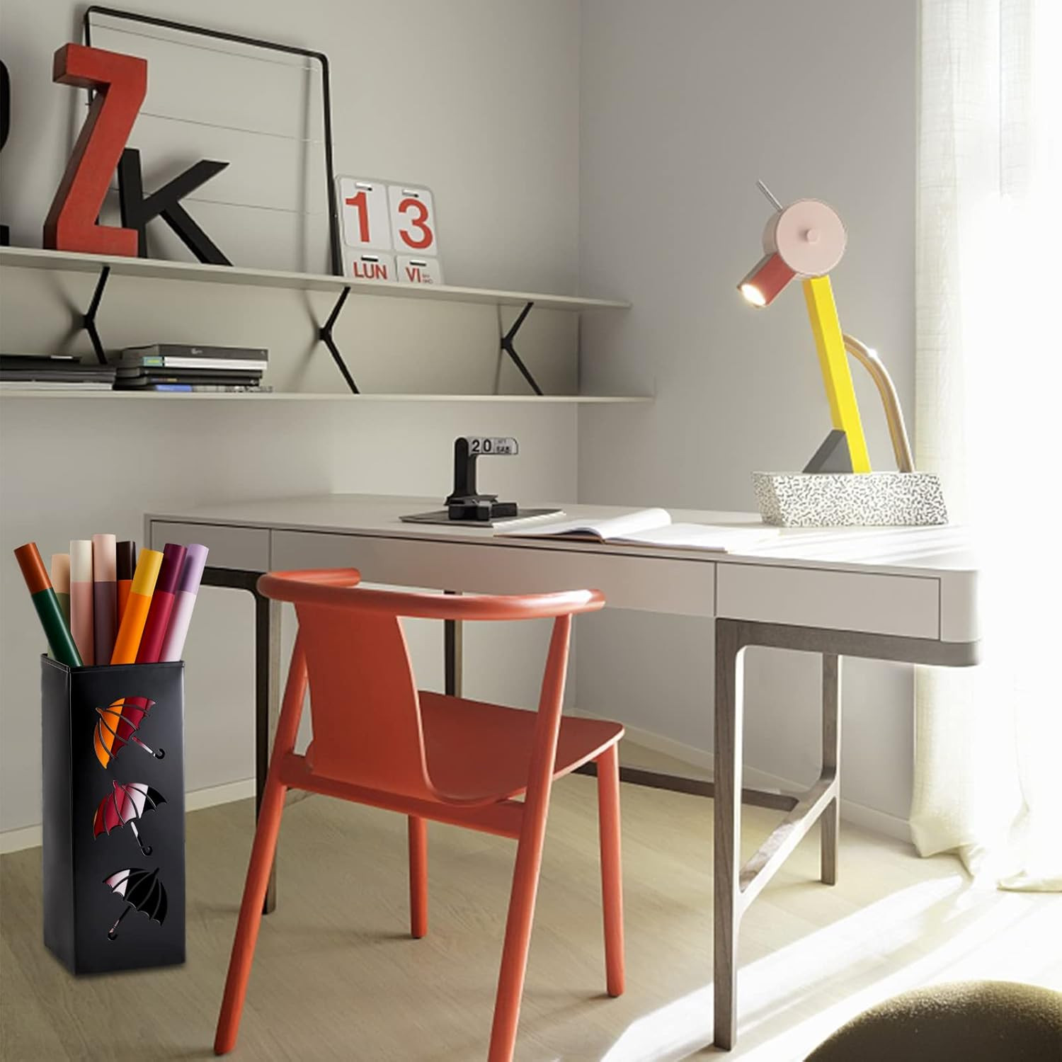 Okllen Metal Umbrella Holder Square Umbrella Stand Rack for Entryway 6.3 x