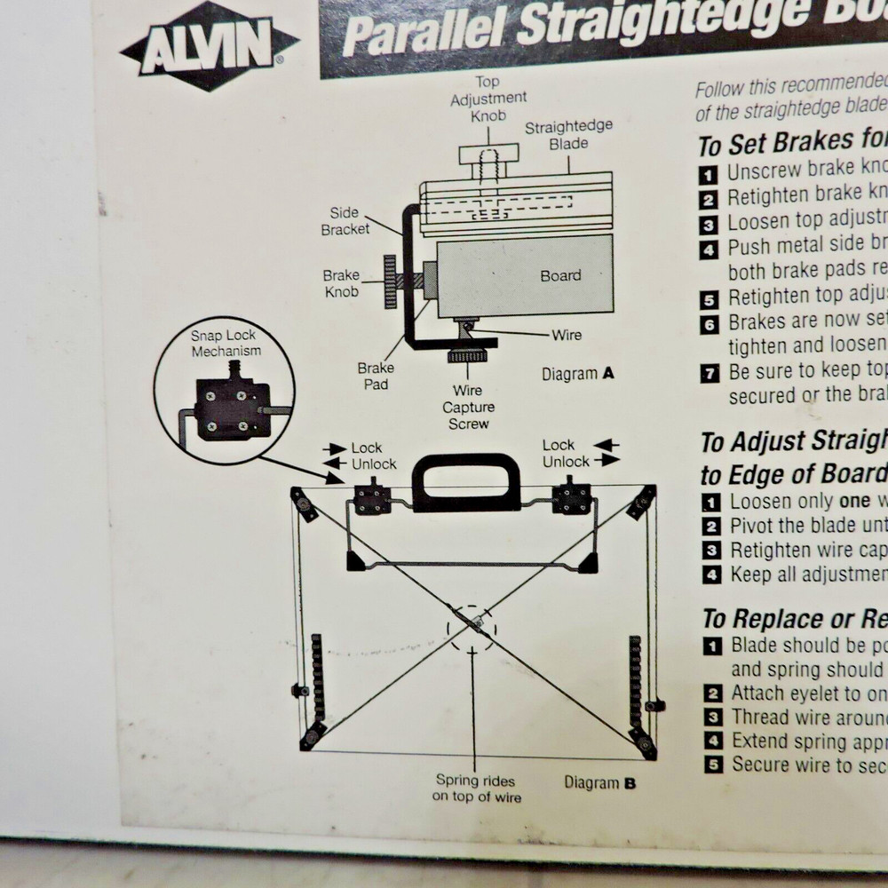 ALVIN 18"x24" Parallel Straight Edge White Drawing/Drafting Board With Case