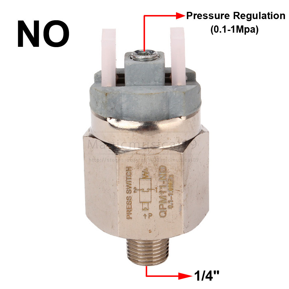 Plastic+Stainless Steel 1/4" Adjustable Diaphragm Pressure Controller NO Switch