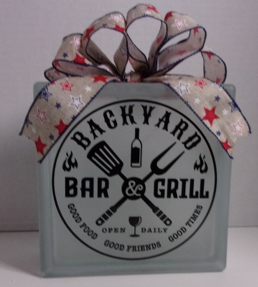 Backyard Bar & Grill Lighted Glass Block
