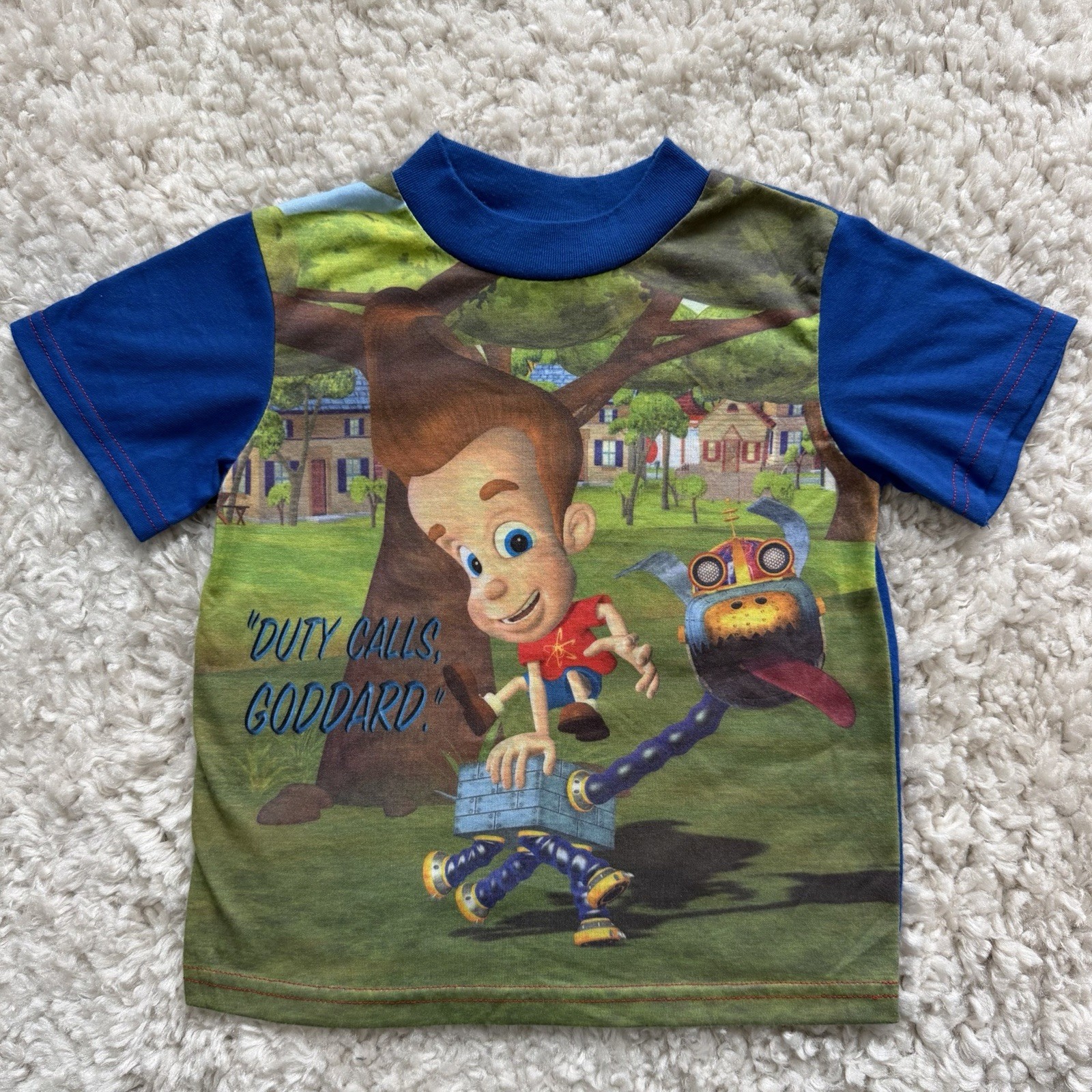 Vtg 03’ Kids Jimmy Neutron Boy Genius Shirt 4/5 Duty Calls Goddard Y2K Nostalgic