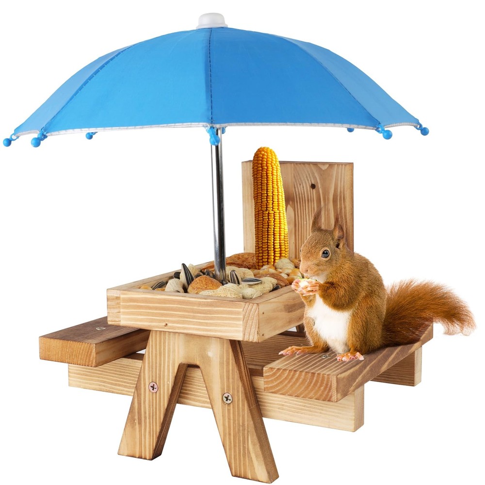 Squirrel Picnic Table Feeder Replacement Mini Umbrella for Outside (Blue) Blue