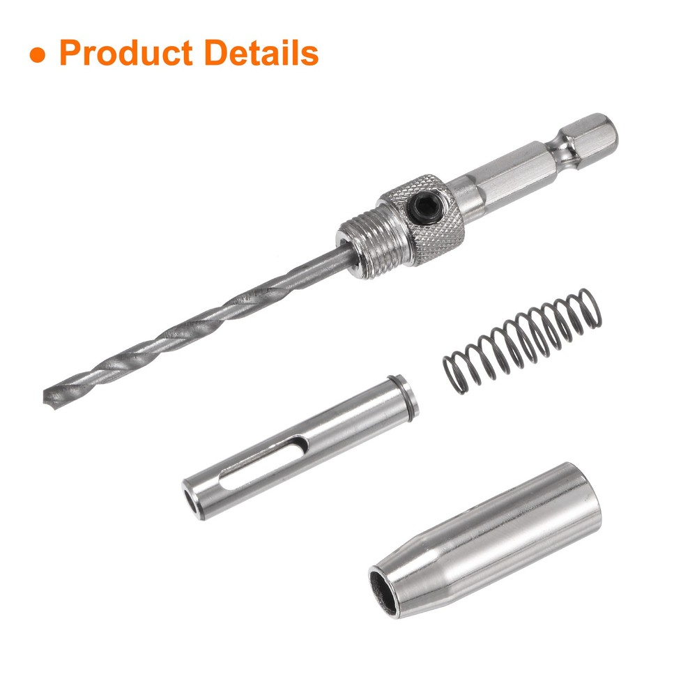 2pcs Self Centering Drill Bit Set 7/64" Hex Shank 1/4" for Hinges, Silver