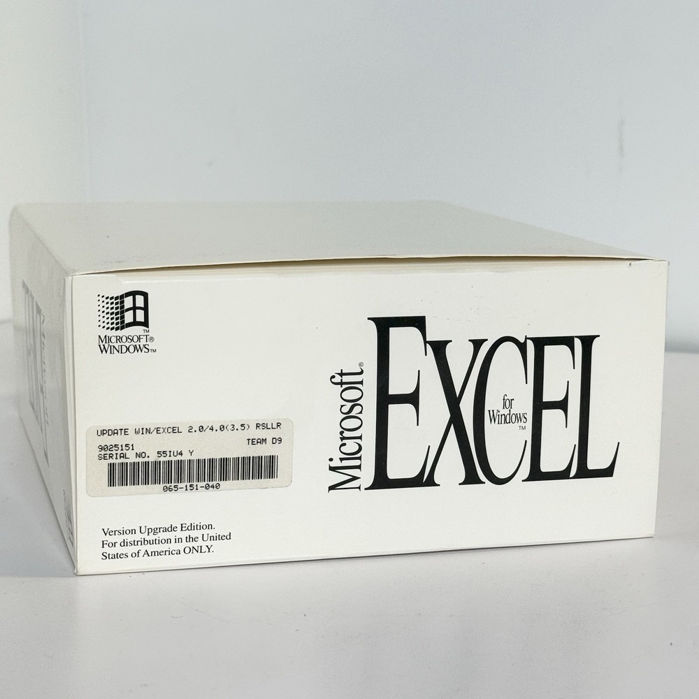 Microsoft Excel for Windows 4.0 Upgrade Version 3.0 Vintage Software READ ALL