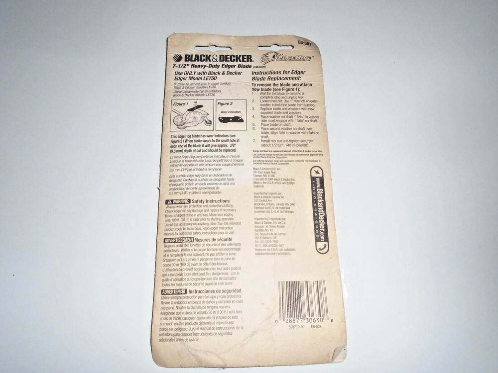 Black Decker, EB-007. 7-1/2" Inch, Heavy Duty, Edger Blade edge