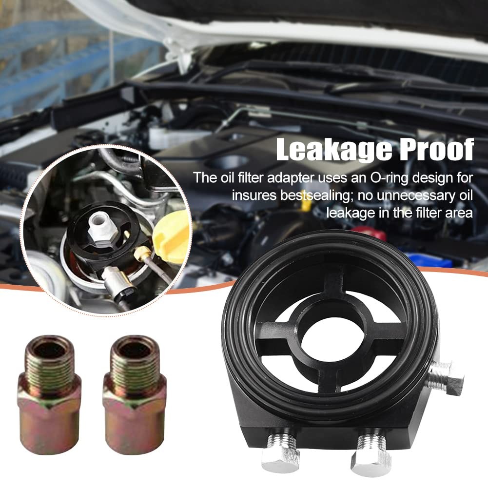 Oil Filter Sandwich Plate Thread Adapter, Universal Aluminum black