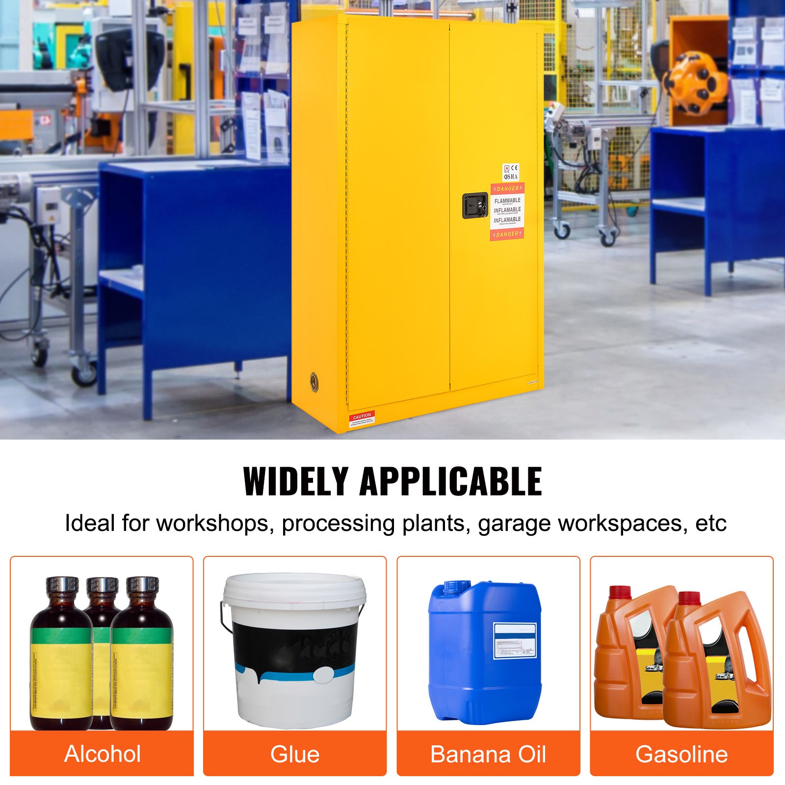 Flammable Safety Cabinet Liquid Storage 45 Gal 42.9x18.1x65.2 in Cabinet