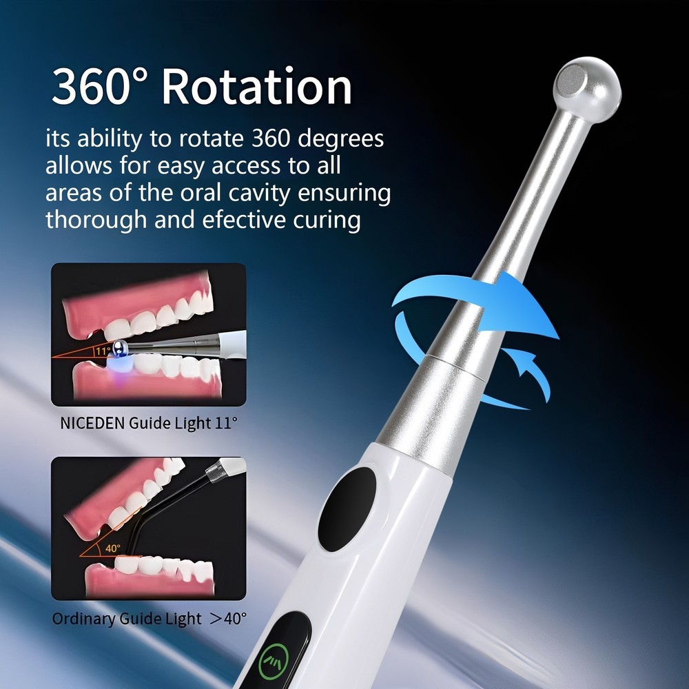 Dental LED Curing Light 1 Second Resin Cure Teeth Whitening 4 Modes 360° Source