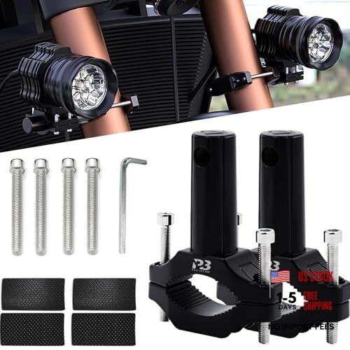 Universal Motorcycle Light Mounts - 2PCS Headlight, UTV Whip, Front Fork Lamp