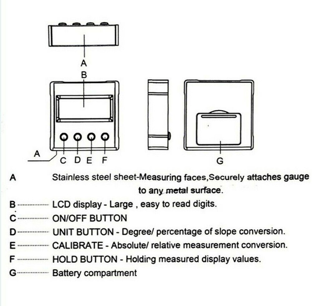 Digital LCD Protractor Gauge Level Box Angle Finder Inclinometer Magnet Meter US