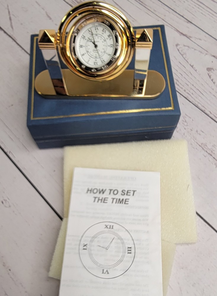 Easton Desk Clock Gyroscopic Desk Clock Brass Battery Replacement Needed