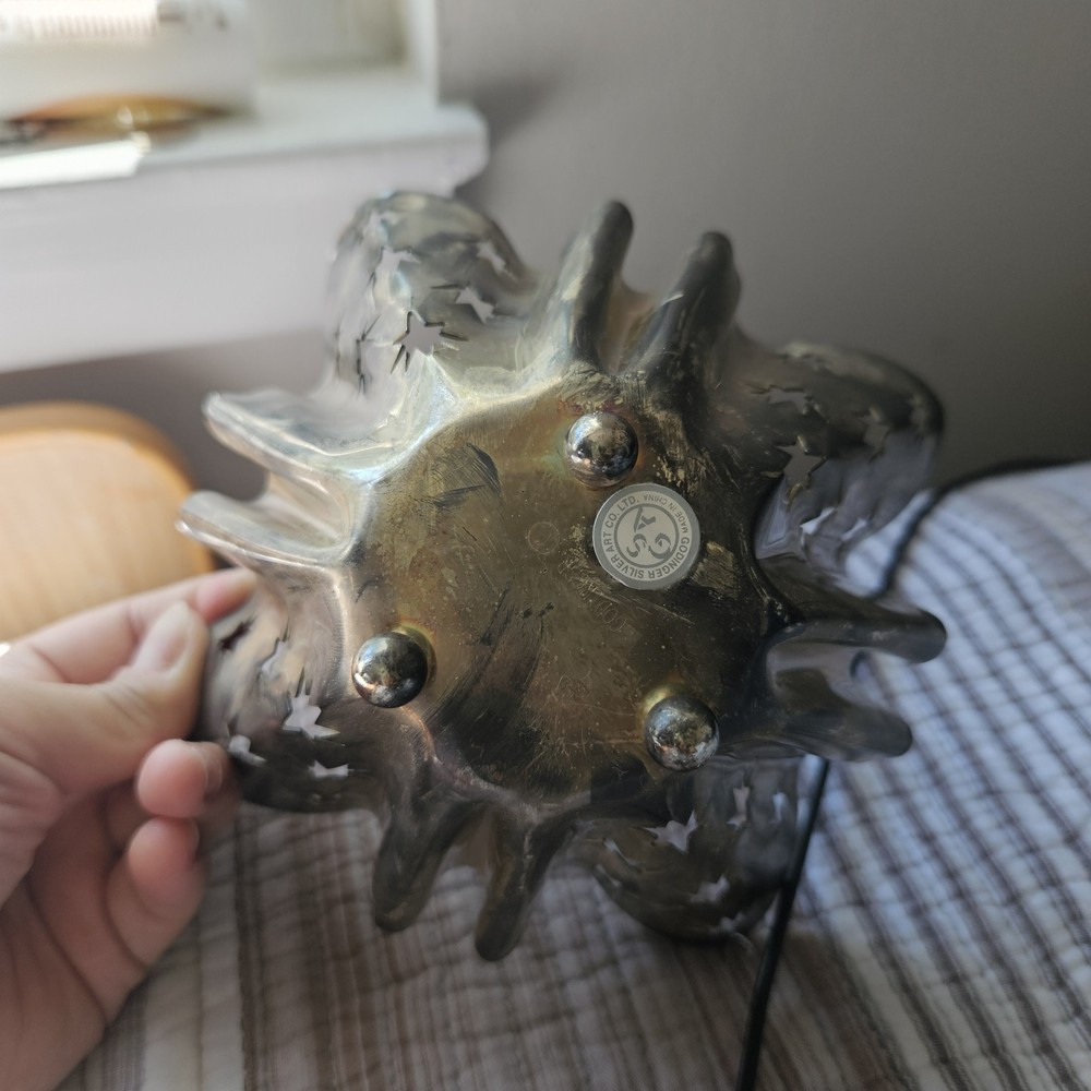 Vintage Godinger Silver Plated Star Design Cut Outs Candle Holder/Trinket Dish