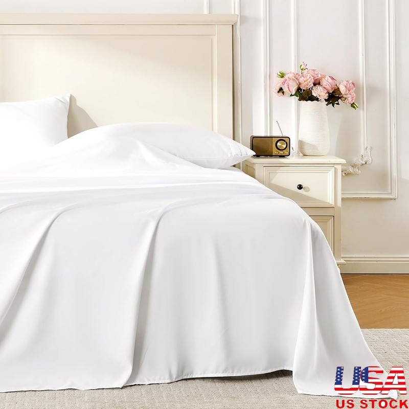 Soft Cooling Breathable Polyester Bed Sheet Set 4 Pieces Easy Care Gift Choice