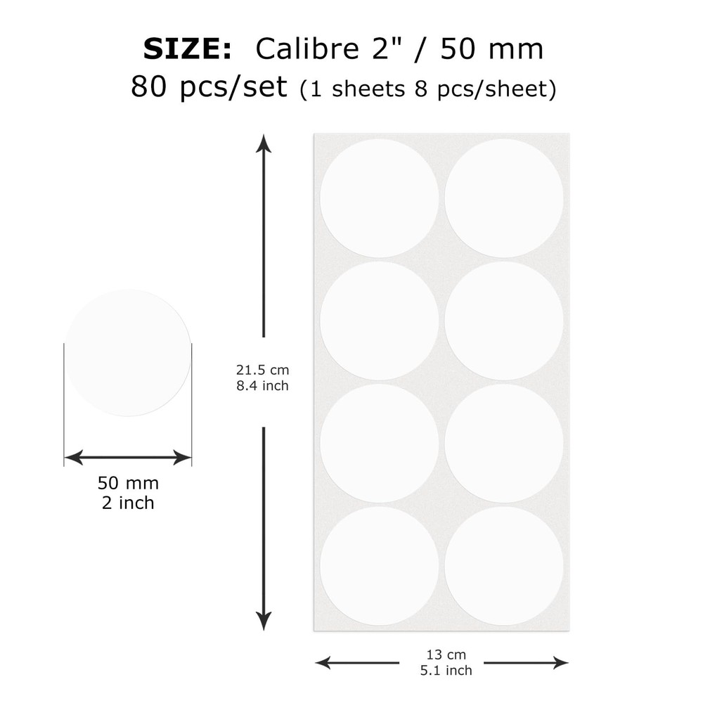 White Dot Stickers 2 Inch Circle Sticker Vinyl Color Coding Round Labels Self...
