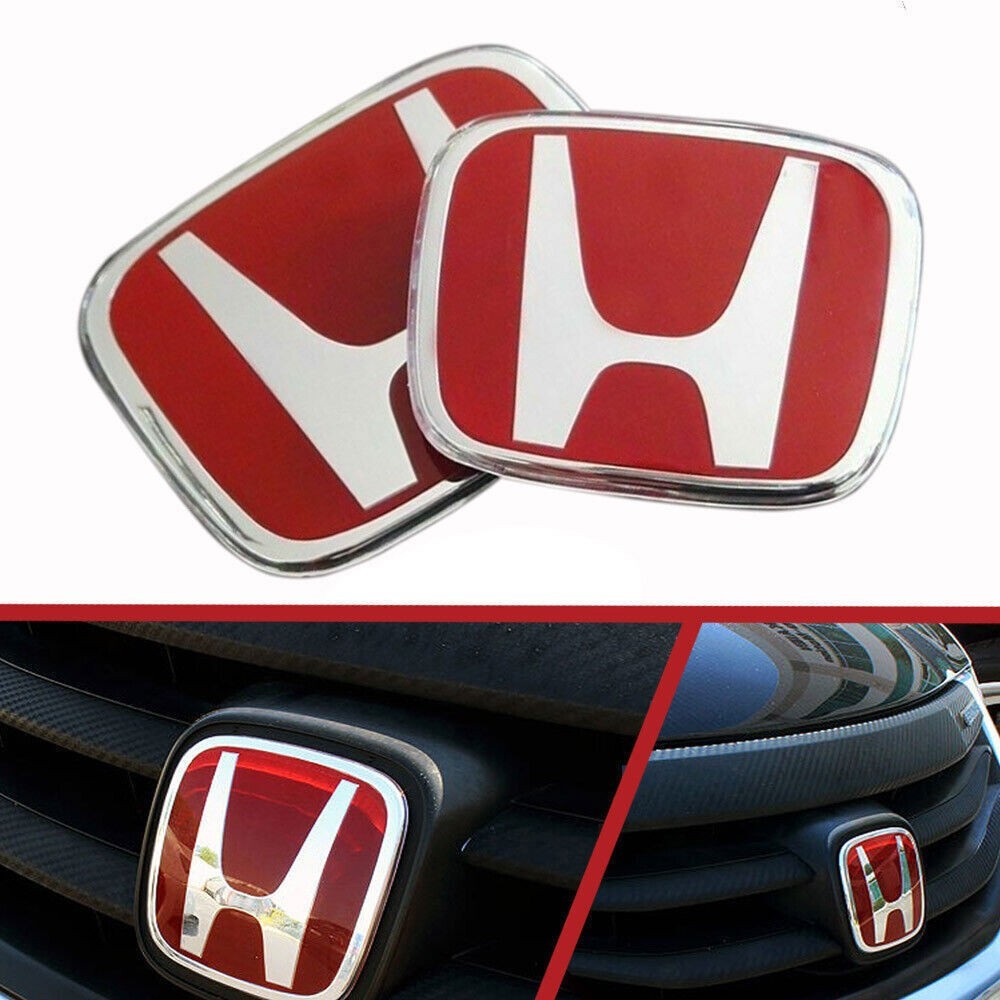 2PCS Front Rear Red H Emblem Badge Logo For 2016-21 Honda CIVIC SEDAN 4DR NEW US