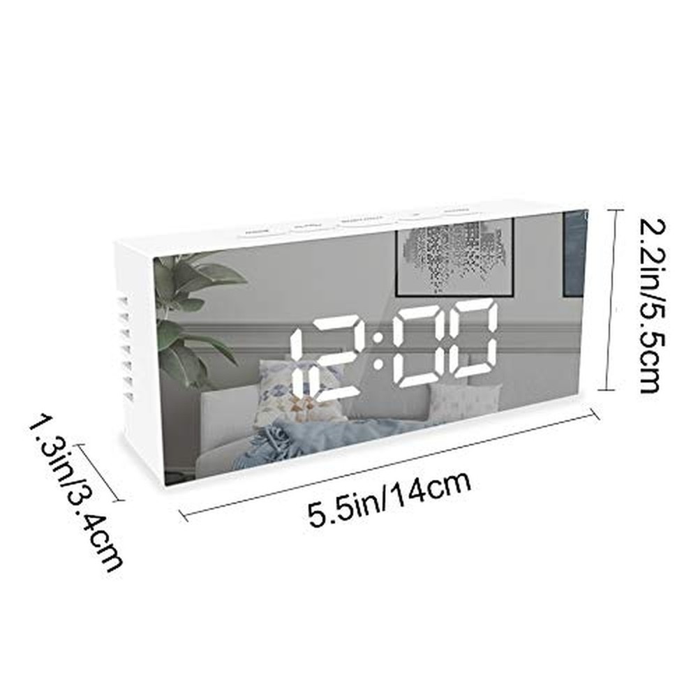 Lancoon Digital Alarm Clock, Large LED Display Mirror Clock with Snooze Funct...