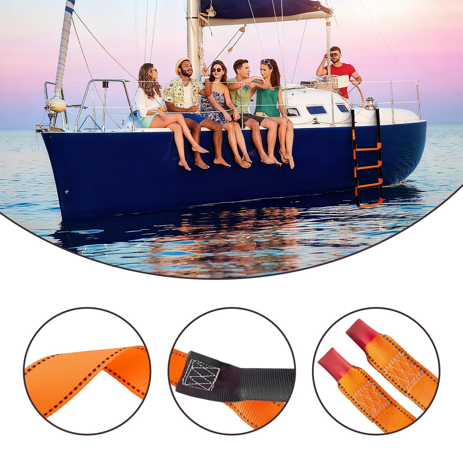 Boat Rope Ladder for Safety and Easy Boarding, Reliable Orange