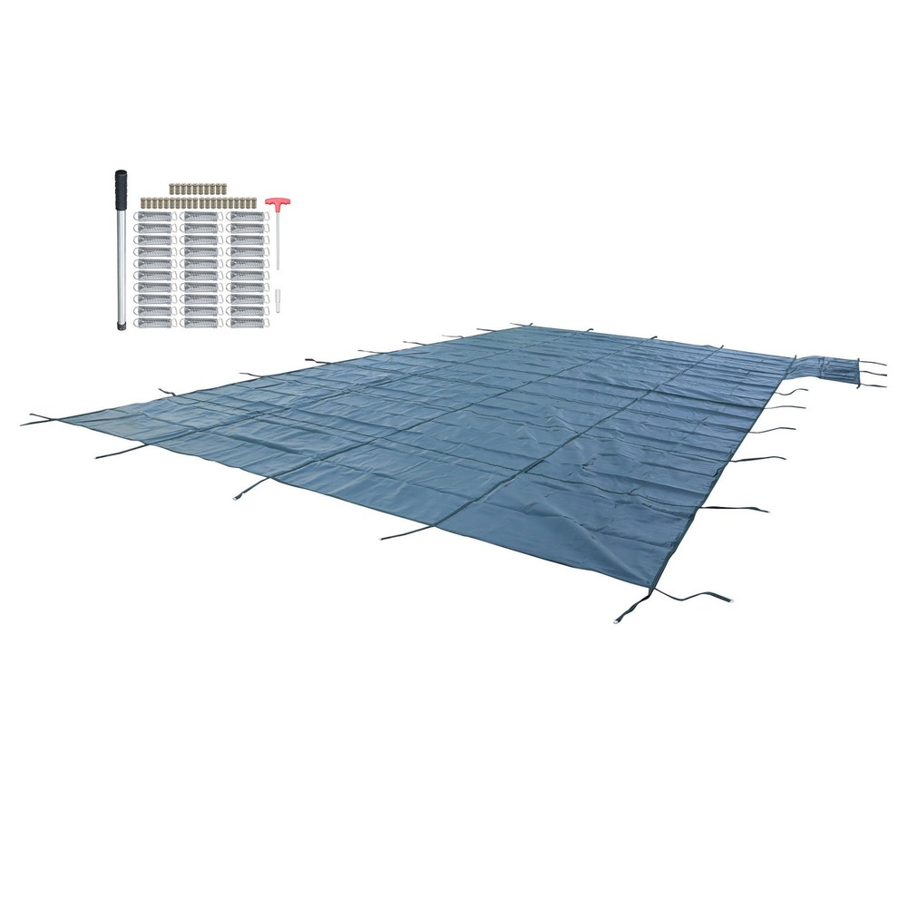Pool Safety Cover For 20x40ft Rectangular with 4x8ft Center End Step Green Mesh