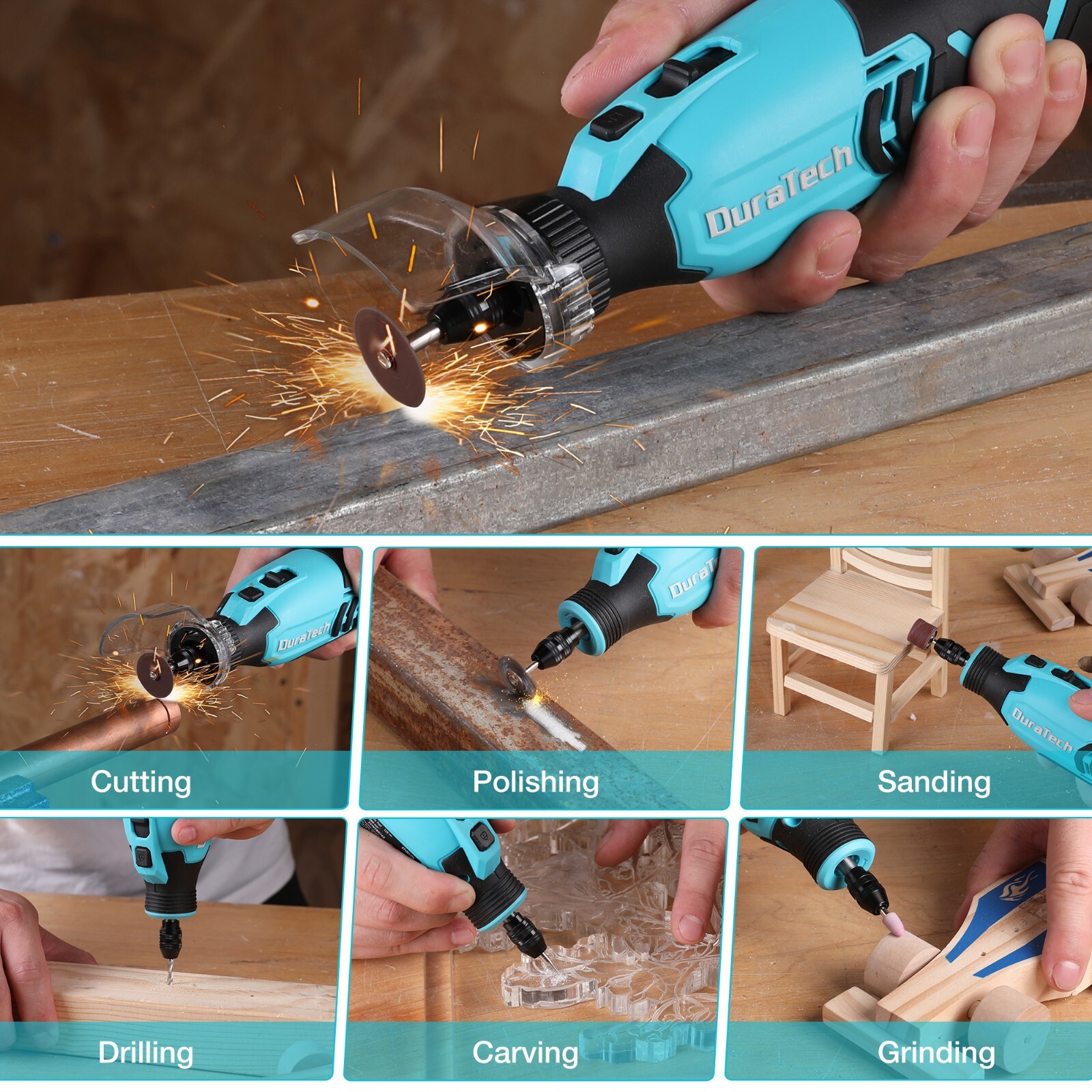 12V Cordless Rotary Tool Kit with 118PCS Accessories 2.0Ah Rechargeable Battery