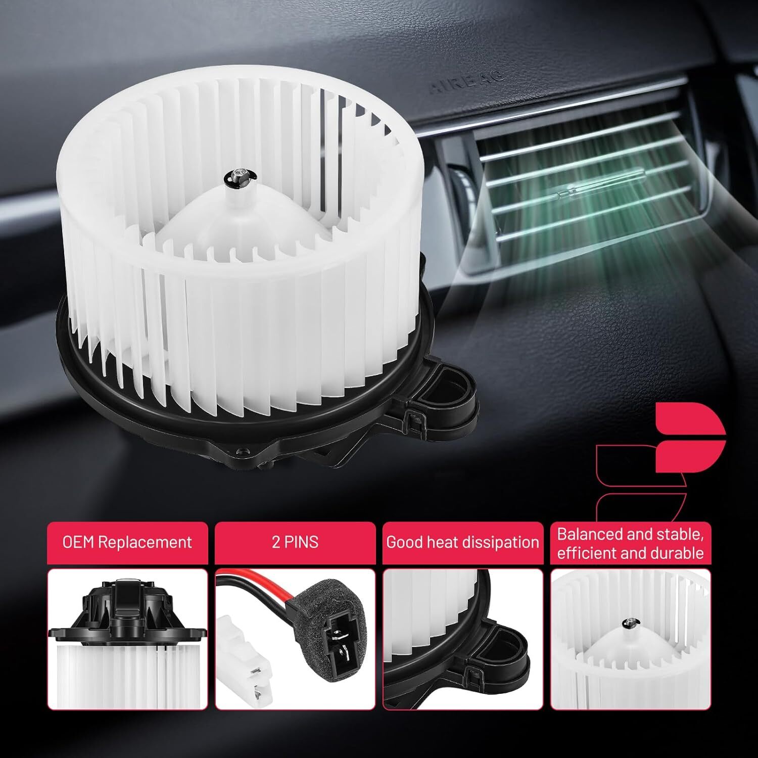 A/C Heater Blower Motor Fan for 2012-2017 Hyundai Azera 11-16 Hyundai Elantra