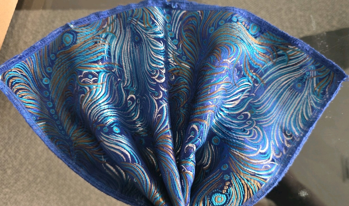 Peacock Feather Inspired Dining Table Linens BROCADE Viscose Fabric Set of 6 USA