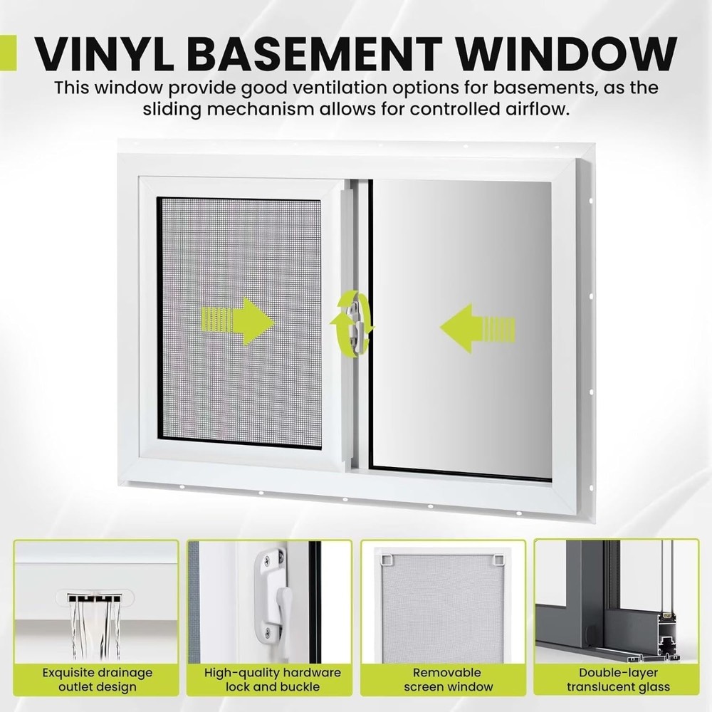 White Basement Window with Insulated Glass
