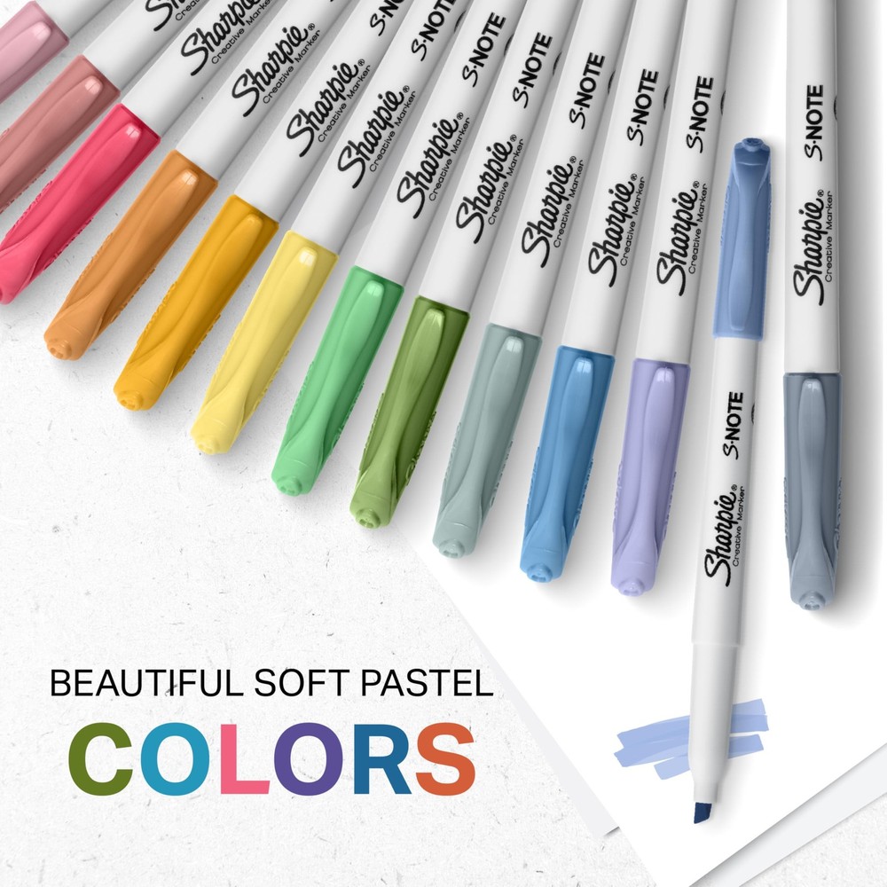 SHARPIE S-Note Creative Markers, Pastel 1 Count (Pack of 12), Assorted