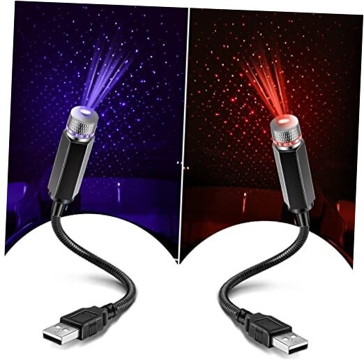 2 Pack USB Star Projector Night Light Adjustable Romantic Projector Car