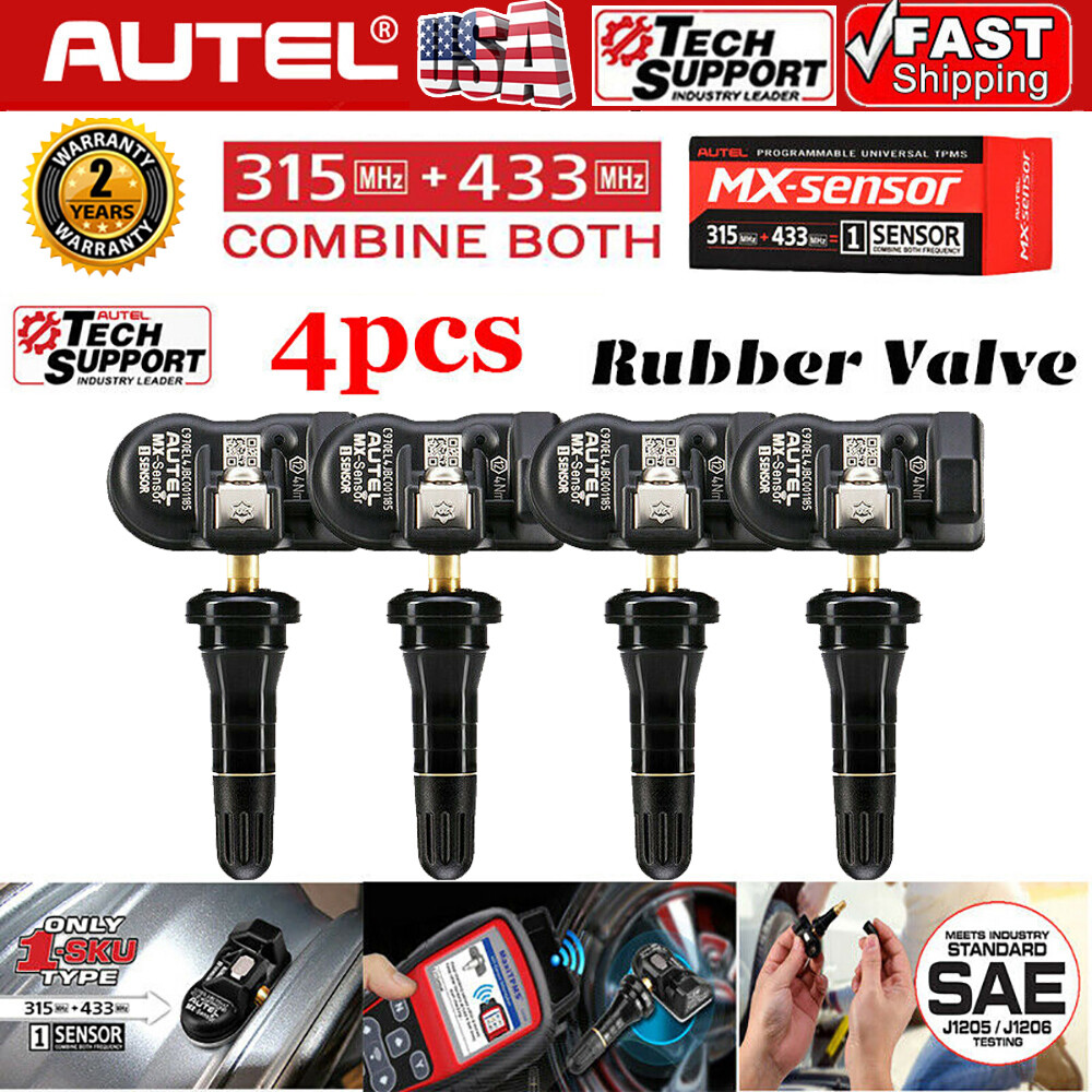 4pcs Autel TPMS MX-Sensor 315&433MHz Programmable Universal Tire Pressure Sensor