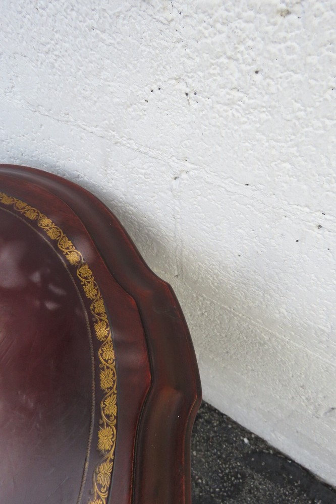 Mahogany Cherry Leather Top Side End Table 5956