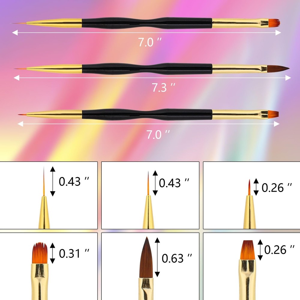 35 Pcs Nail Art Brushes Include Nail Polish Liner Brush with Dotting Tools, D...