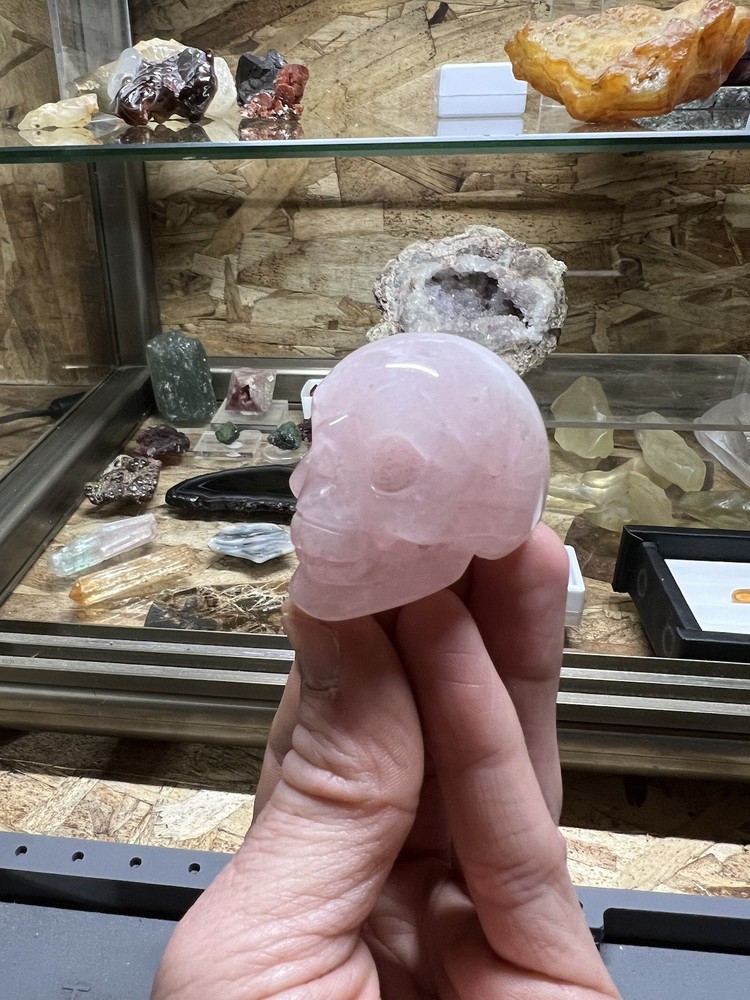 Rose Quartz Polished Crystal Skull: 83.96g