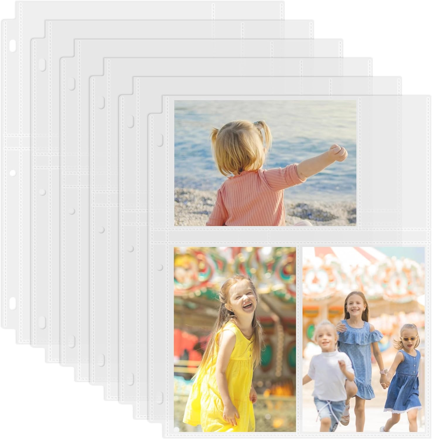 50 Pack 4 X 6 Photo Sleeves for 3 Ring Binder(300 Pictures), Heavy-Duty Archival