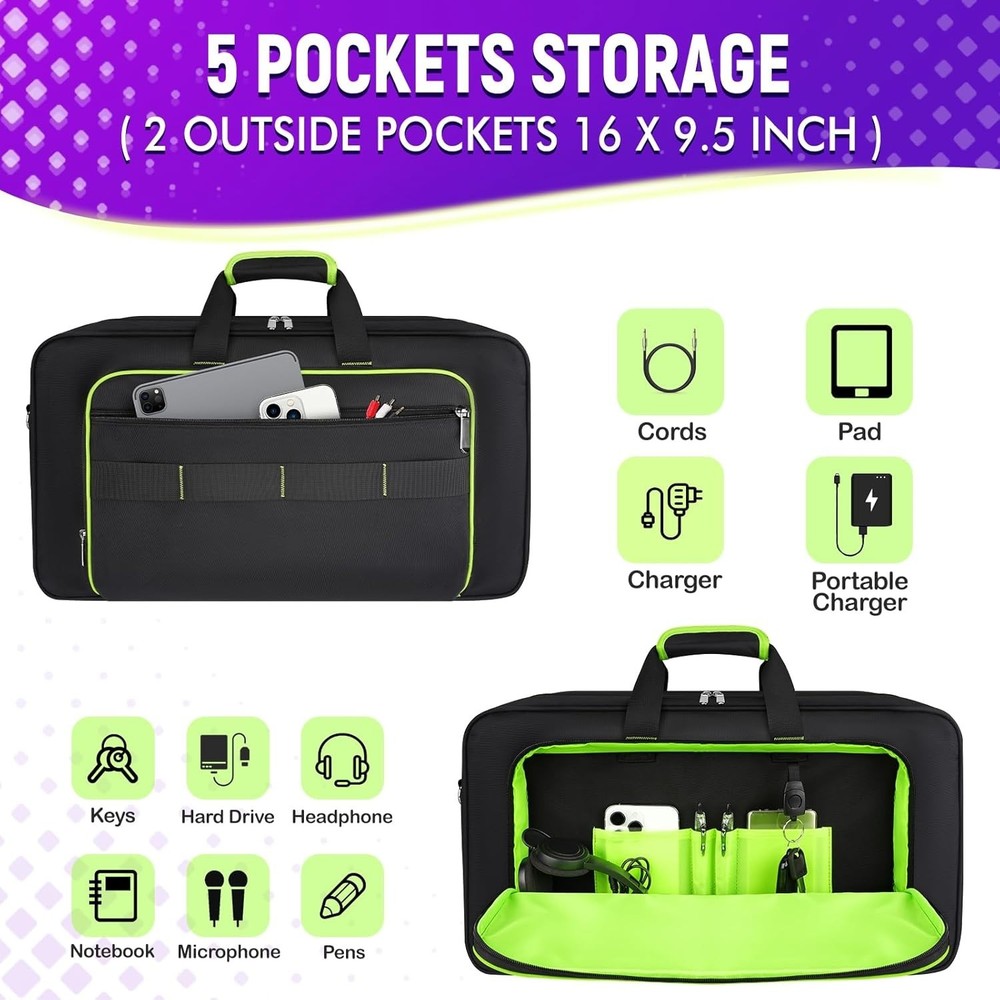 DJ Controller Case for DDJ / DJ 400/ DDJ , Padded DJ Controller Bag with 5 Po...
