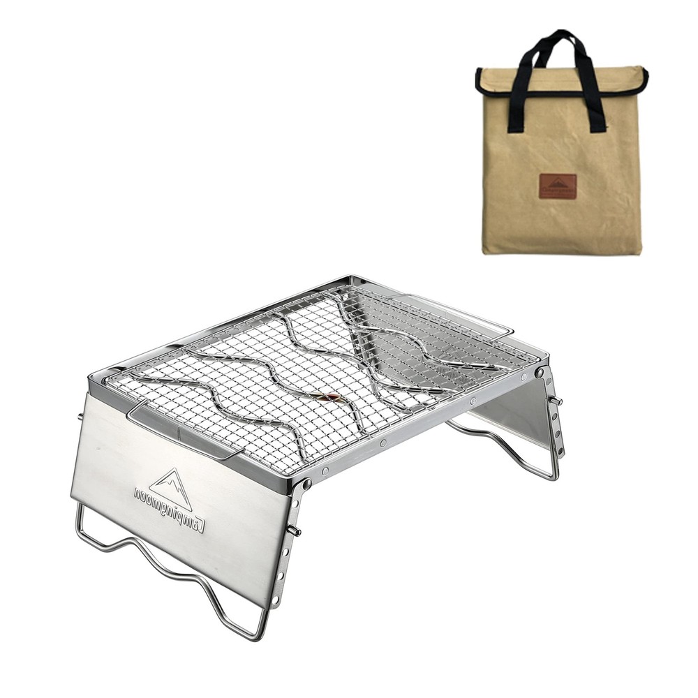 CAMPINGMOON Folding Campfire Grill Grate Open Fire Cooking Camping Portable 3...