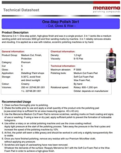 menzerna CGW One-Step Polish 3in1, 32 oz.