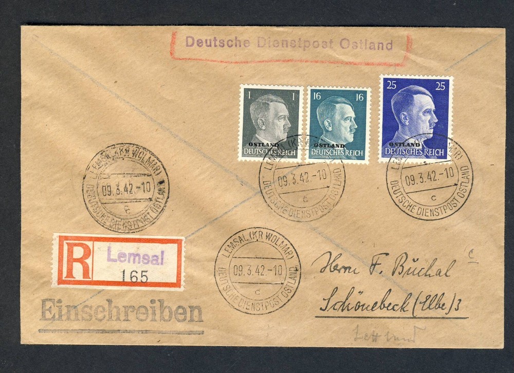 Latvia 1942 Registered Cover Lemsal