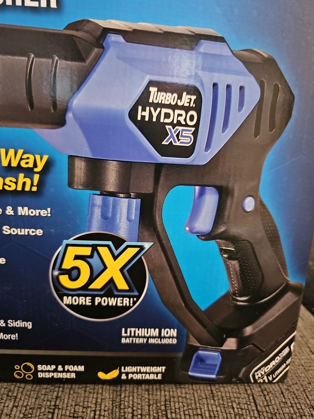 Turbo Jet Hydrox5 Pro Portable Cordless Pressure Washer With 21V 3000Mah Battery