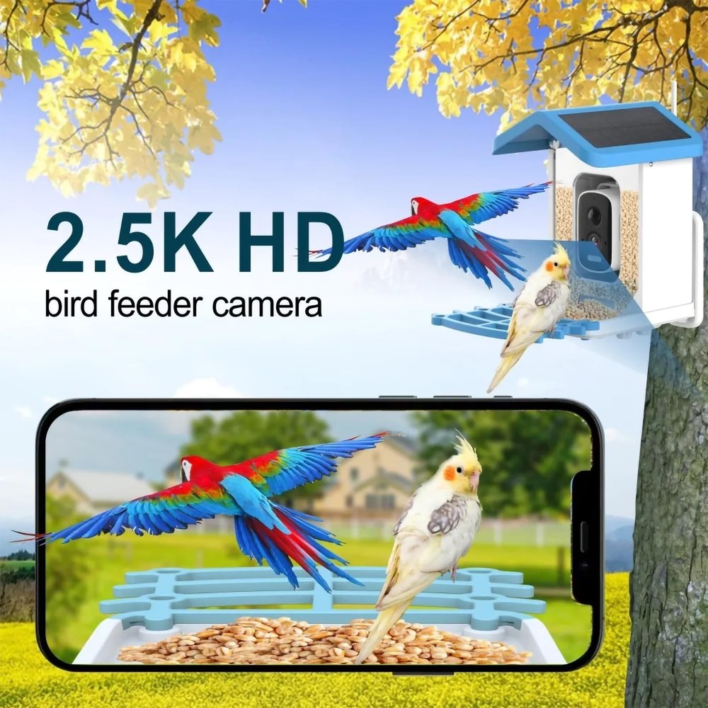 Brookstone Smart Bird Feeder Camera Solar WiFi AI Identification