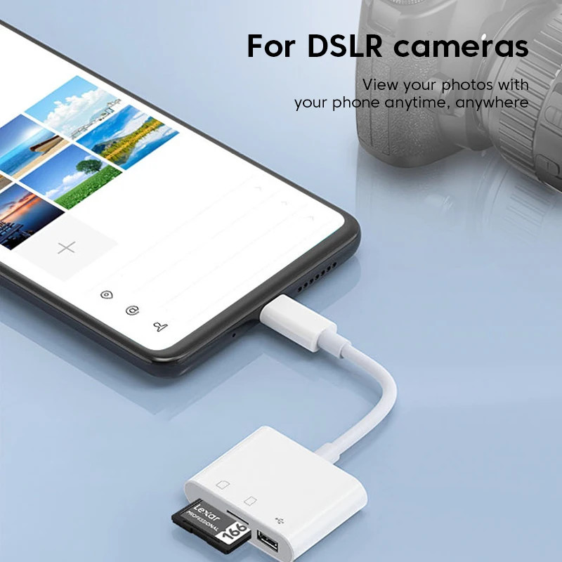 USB C SD Card Reader for iPhone Android Macbook Micro SD to Type C OTG Adapter