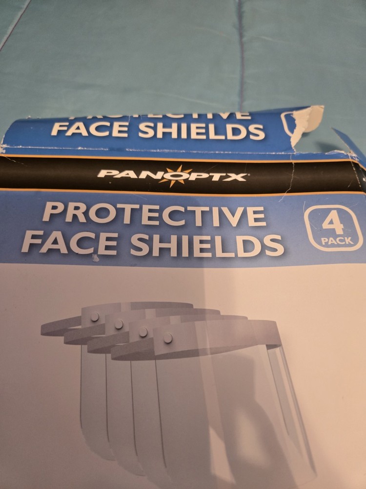 Protective Face Shields by Panoptx - 4 Shields per Box - Lightweight, Elastic