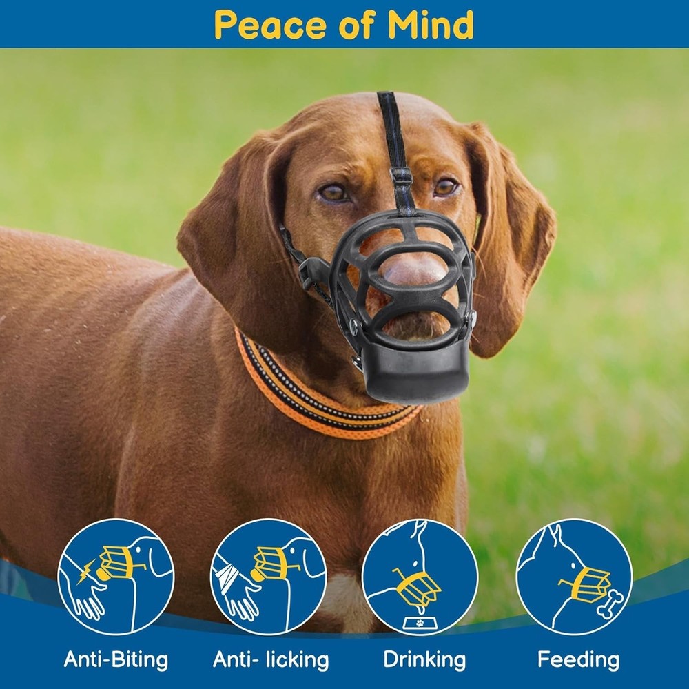 BARKLESS Basket Muzzle for Large Dogs, Humane Muzzle to Prevent Biting and Scave