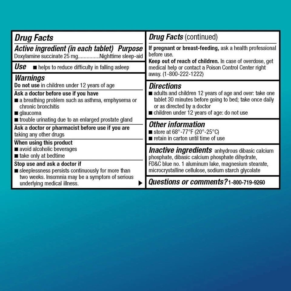 Basic Care Sleep Aid Doxylamine Succinate Tablets, 25mg, 96 Count 11225401